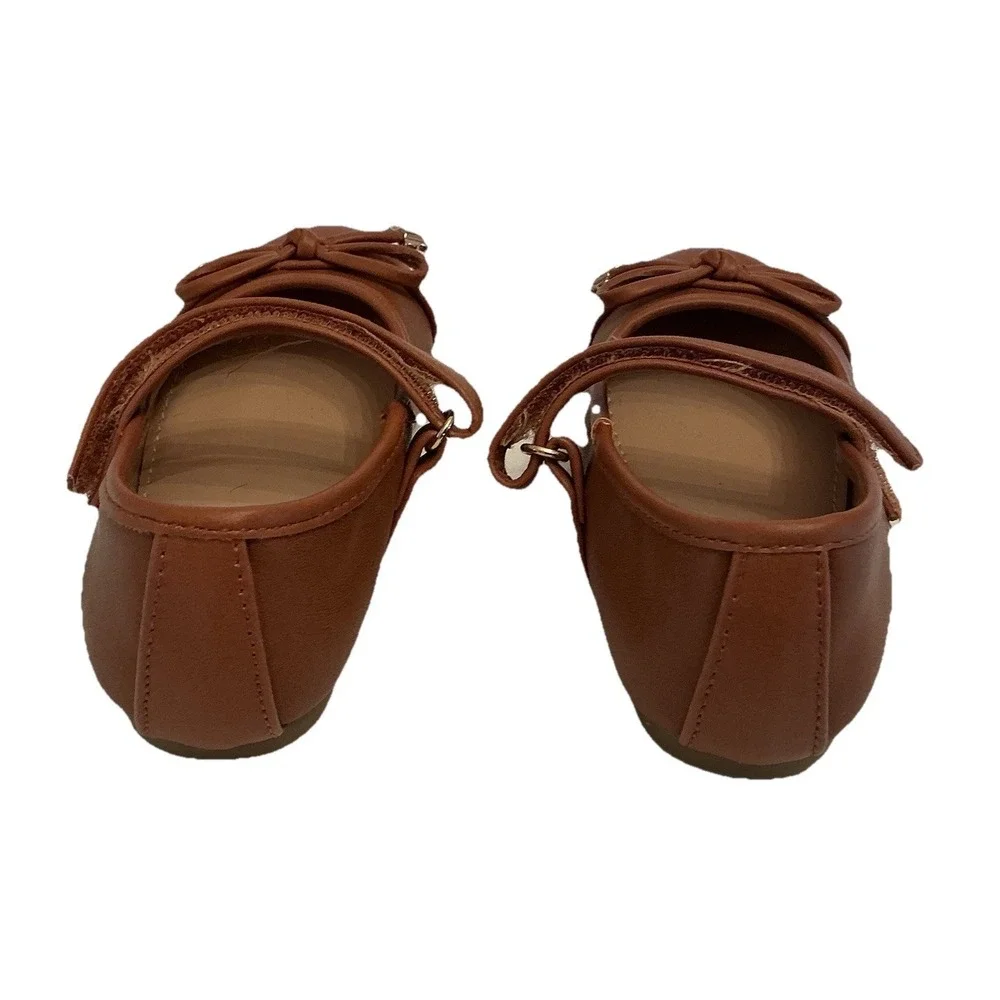 Girls Sugar Brown Mary Jane Dress Shoes Butterfly Bows - Toddler Size 6